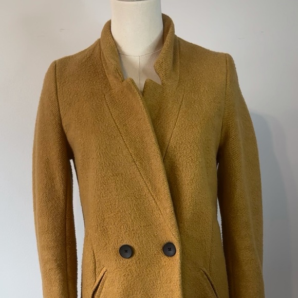 Stradivarius Womens Jacket Mustard Yellow Mid Length Coat Ladies Size Small - Picture 1 of 6
